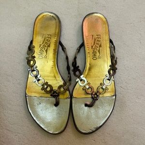 Ferragamo metallic sandals